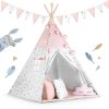 Nukido Teepee sátor gyerekeknek füzérrel és fényekkel - rózsaszín