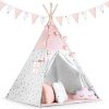 Nukido Teepee sátor gyerekeknek füzérrel és fényekkel - rózsaszín