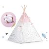 Nukido Teepee sátor gyerekeknek füzérrel és fényekkel - rózsaszín