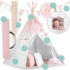 Nukido Teepee sátor gyerekeknek füzérrel és fényekkel - rózsaszín
