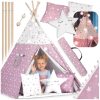 Nukido Teepee sátor lámpákkal gyerekeknek - rózsaszín csillagokkal