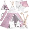 Nukido Teepee sátor lámpákkal gyerekeknek - rózsaszín csillagokkal
