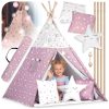 Nukido Teepee sátor lámpákkal gyerekeknek - rózsaszín csillagokkal