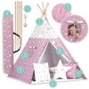 Nukido Teepee sátor lámpákkal gyerekeknek - rózsaszín csillagokkal