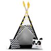 Teepee Indián sátor - játszósátor gyerekeknek lámpával , szőnyeggel és párnákkal , fekete-fehér pandával - Nukido