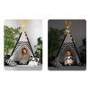 Teepee Indián sátor - játszósátor gyerekeknek lámpával , szőnyeggel és párnákkal , fekete-fehér pandával - Nukido