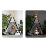 Teepee Indián sátor - játszósátor gyerekeknek lámpával , szőnyeggel és párnákkal , fekete-fehér pandával - Nukido