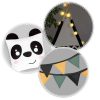 Teepee Indián sátor - játszósátor gyerekeknek lámpával , szőnyeggel és párnákkal , fekete-fehér pandával - Nukido