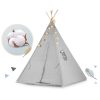 Teepee Indián sátor - játszósátor gyerekeknek lámpával , szőnyeggel és párnákkal , szürke - Nukido