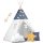 Teepee Indián sátor - játszósátor gyerekeknek lámpával , szőnyeggel és párnákkal , sötétkék és fehér - Nukido