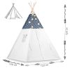 Teepee Indián sátor - játszósátor gyerekeknek lámpával , szőnyeggel és párnákkal , sötétkék és fehér - Nukido