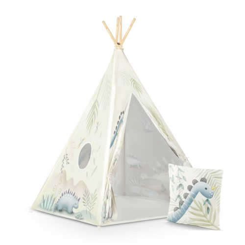 Teepis Indián sátor - játszósátor gyerekeknek, párnával , dinoszauruszok - Nukido