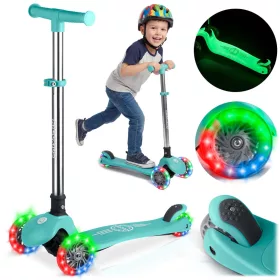   Ricokids Glow háromkerekű, sötétben világító roller gyerekeknek - türkiz