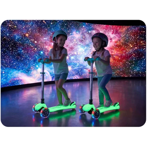 Ricokids Glow háromkerekű, sötétben világító roller gyerekeknek - türkiz