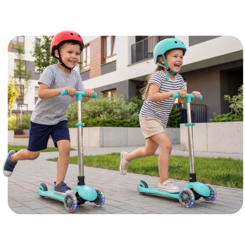 Ricokids Glow háromkerekű, sötétben világító roller gyerekeknek - türkiz