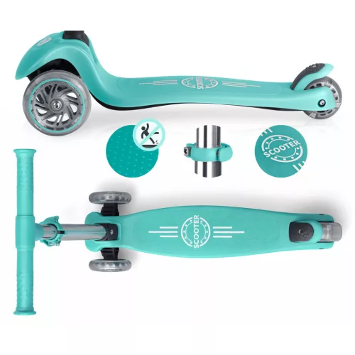 Ricokids Glow háromkerekű, sötétben világító roller gyerekeknek - türkiz
