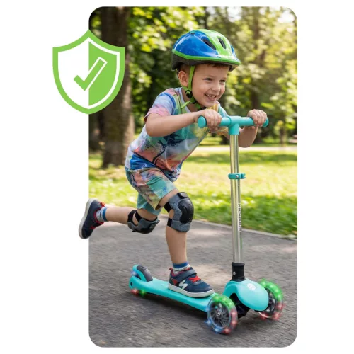 Ricokids Glow háromkerekű, sötétben világító roller gyerekeknek - türkiz