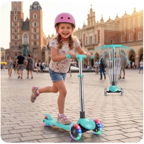 Ricokids Glow háromkerekű, sötétben világító roller gyerekeknek - türkiz