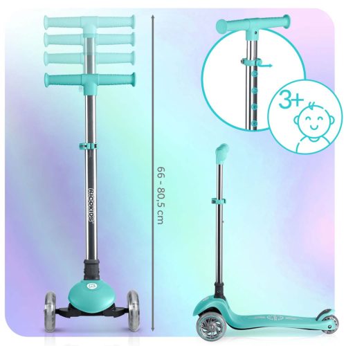 Ricokids Glow háromkerekű, sötétben világító roller gyerekeknek - türkiz