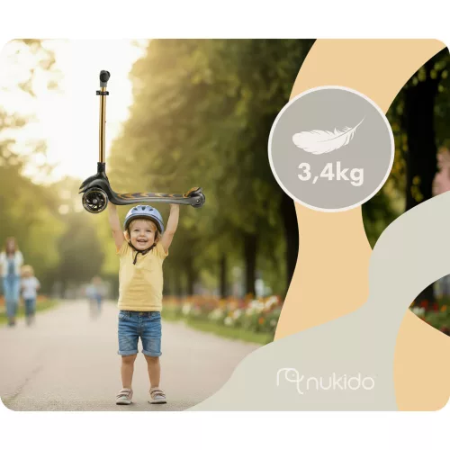 Nukido Flippo háromkerekű roller gyerekeknek egyensúlyozó üléssel - arany