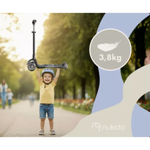 Nukido Flippo háromkerekű roller gyerekeknek egyensúlyozó üléssel - fekete