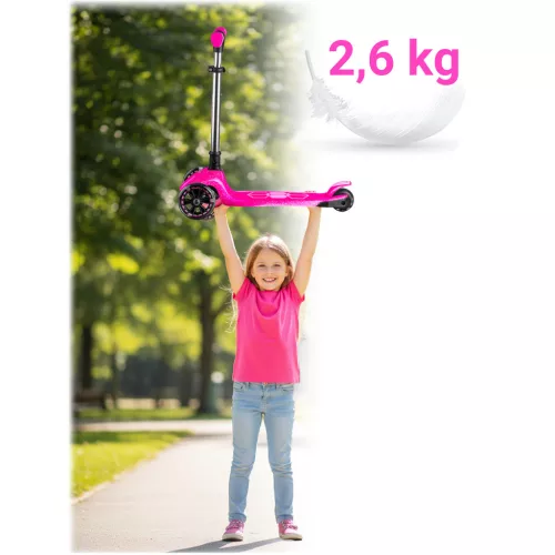 Ricokids Jelly háromkerekű egyensúlyozó roller gyerekeknek, sötétben világító - rózsaszín