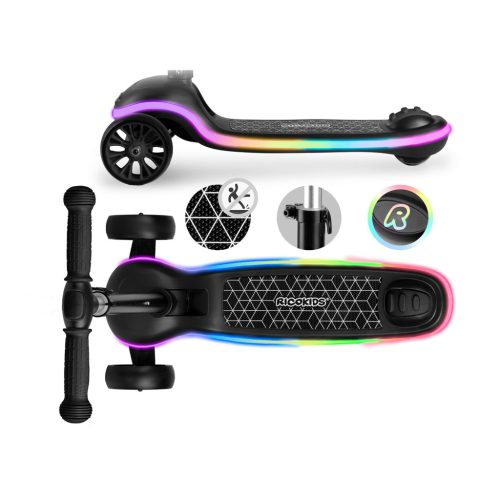 Ricokids Leddi háromkerekű LED-es egyensúlyozó roller gyerekeknek - fekete