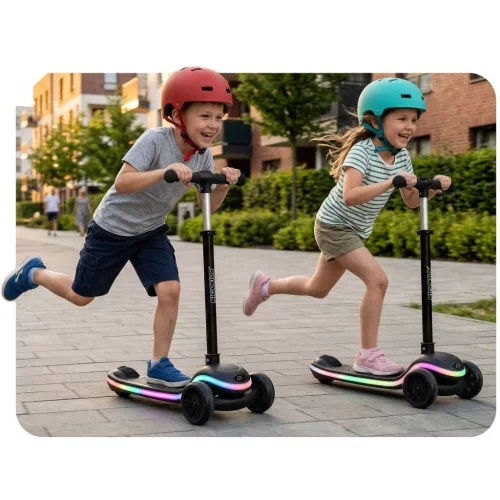 Ricokids Leddi háromkerekű LED-es egyensúlyozó roller gyerekeknek - fekete