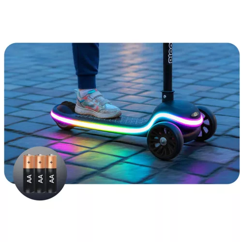 Ricokids Leddi háromkerekű LED-es egyensúlyozó roller gyerekeknek - fekete