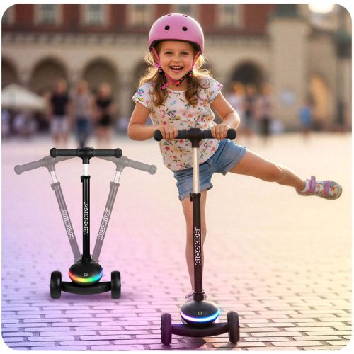 Ricokids Leddi háromkerekű LED-es egyensúlyozó roller gyerekeknek - fekete