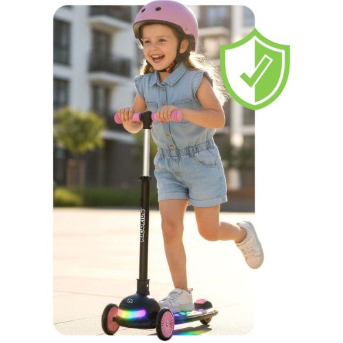 Ricokids Glowi háromkerekű LED-es egyensúlyozó roller gyerekeknek - fekete és rózsaszín