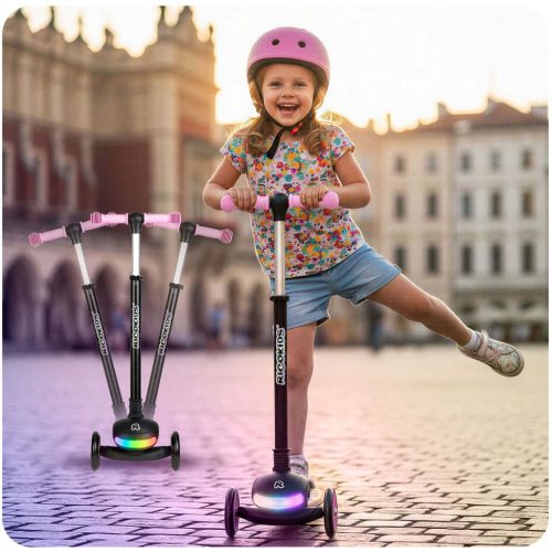 Ricokids Glowi háromkerekű LED-es egyensúlyozó roller gyerekeknek - fekete és rózsaszín