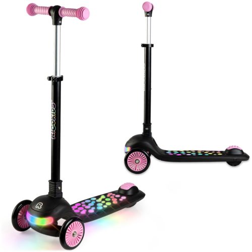 Ricokids Glowi háromkerekű LED-es egyensúlyozó roller gyerekeknek - fekete és rózsaszín