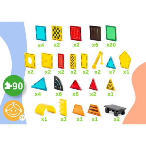 Ricokids RK-780 mágneses oktató építőkocka 90 db