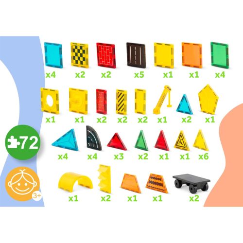 Mágneses oktató építőkocka 72 db RK-780 Ricokids