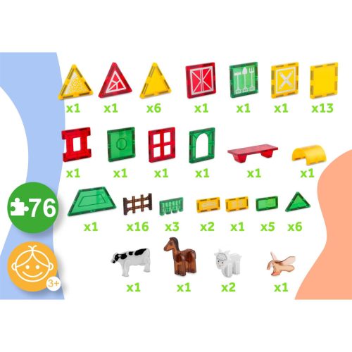 Ricokids mágneses oktató építőkocka állatfarm RK-781