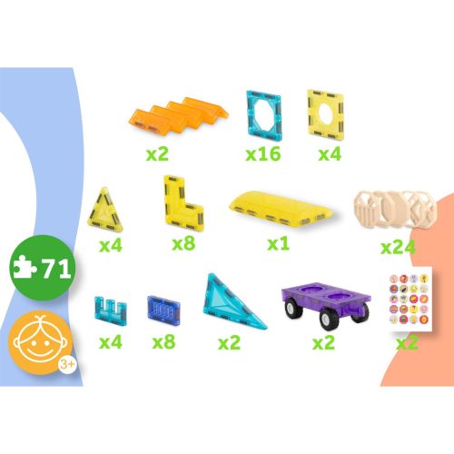 Mágneses oktató építőkocka 71 db RK-782 Ricokids