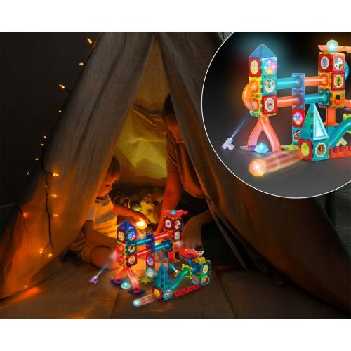 Mágneses oktató építőkockák fénnyel, 150 darabos, RK-782 Ricokids