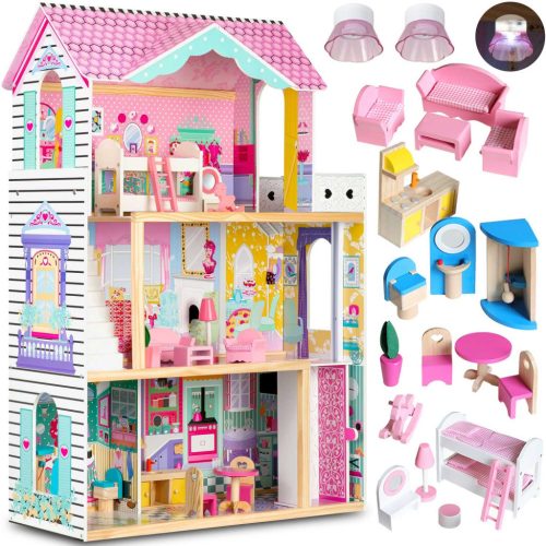 Fa babaház nagy 3 szintes lifttel és LED lámpával