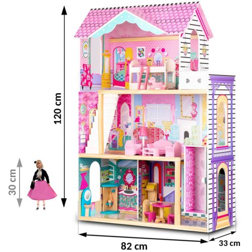 Fa babaház nagy 3 szintes lifttel és LED lámpával