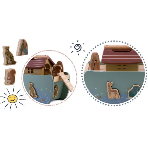 Fából készült Noé bárkája állatokkal NK-862 Nukido