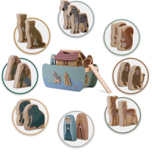 Fából készült Noé bárkája állatokkal NK-862 Nukido