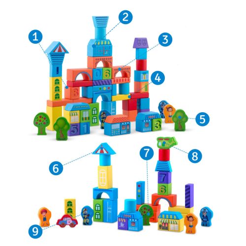 Gyermek fa város építő,100 darabos készlet - Ricokids RK-871