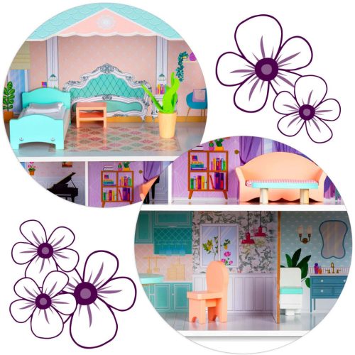 Nagy fából készült babaház 3 szintes Ricokids RK-878