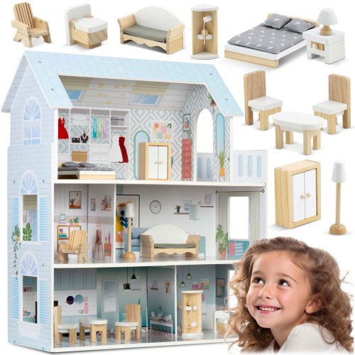 Nagy fából készült babaház 3 szintes Ricokids RK-878