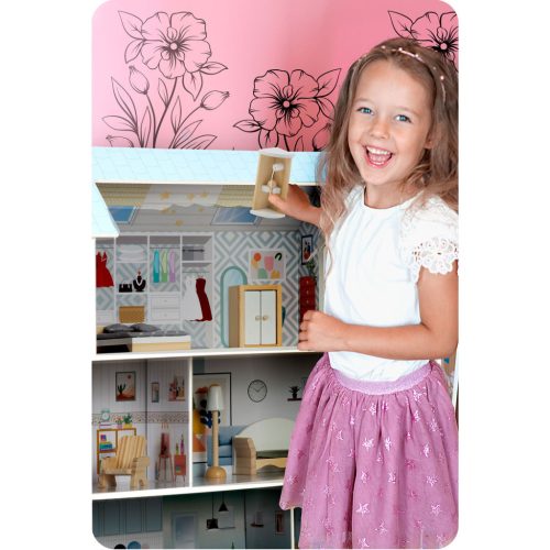 Nagy fából készült babaház 3 szintes Ricokids RK-878