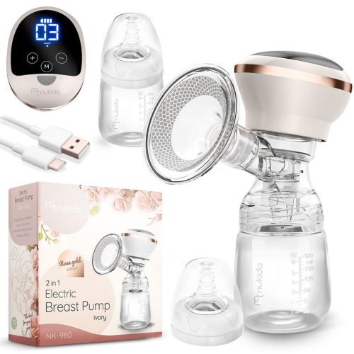 Elektromos mellszívó, 3 fázis, 180 ml, BPA mentes, USB-C töltés - Nukido NK-960 