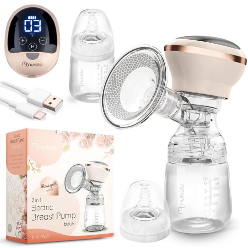 Elektromos mellszívó, 3 fázis, 180 ml, BPA mentes, USB-C töltés - Nukido NK-960 