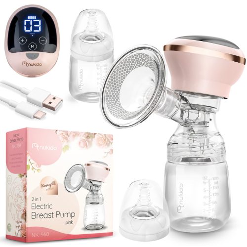 Elektromos mellszívó, 3 fázis, 180 ml, BPA mentes, USB-C töltés - Nukido NK-960 