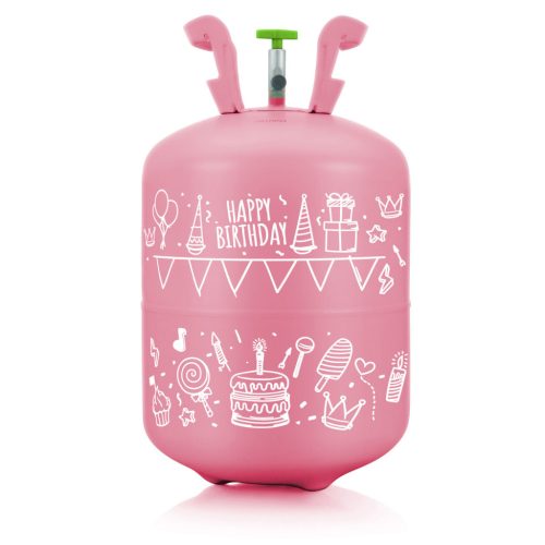 Hélium parti szett , 0,20 m3-es héliumpalack , rózsaszín és arany lufikkal , Ricokids szalaggal